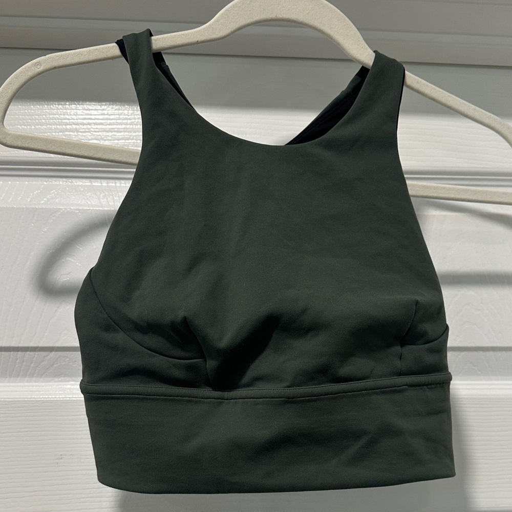 Lululemon Dark Green High-Neck Longline Sports Bra